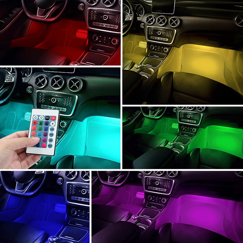 Car Decoration Light Interior Atmosphere Light RGB LED Strip Light With USB Wireless Remote Music Control Multiple Modes Car Decoration Light Interior Atmosphere Light RGB LED Strip Light With USB Wireless Remote Music Control Multiple Modes