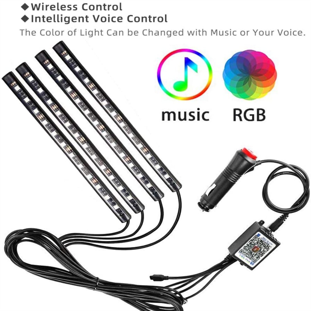 Car Decoration Light Interior Atmosphere Light RGB LED Strip Light With USB Wireless Remote Music Control Multiple Modes Car Decoration Light Interior Atmosphere Light RGB LED Strip Light With USB Wireless Remote Music Control Multiple Modes
